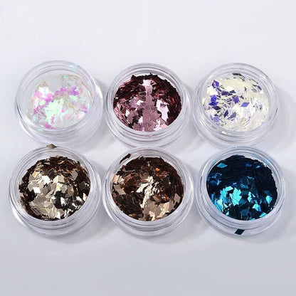 Nail Art Glitter Sequins 6Pcs Laser Sparkling Diamond Ultra-Thin Rhombus Sticker