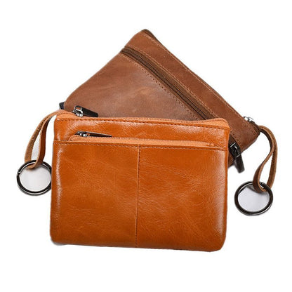 Genuine Leather Wallet Zipper Pouch Short Small Money Bag Coin Purse Card Holder