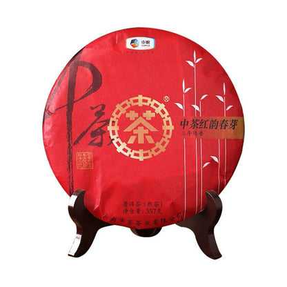 ChinaTea Red Rhyme Spring Bud 2019 Yunnan Menghai Pu'er Tea Ripe Cooked Tea 357g