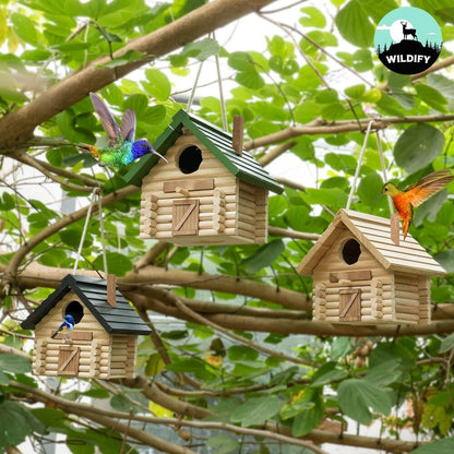 Wooden Outside Hummingbird House Bird Nesting Box Home Decor for Garden Light
