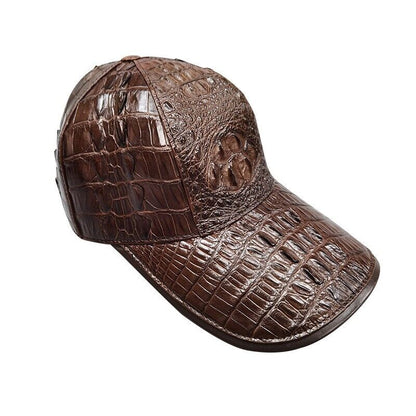 Black 100% Real Alligator Crocodile Skin Leather hat handmade Adjustable hat Cap