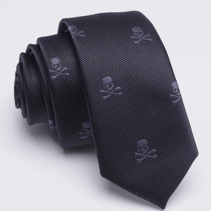 Men Necktie 3Pcs Set Polyester Bowtie Slim Cartoon Skeleton Fashion Dress Cravat