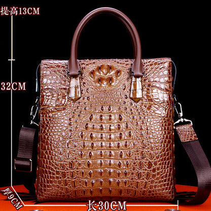 Top Cowhide Leather Crocodile Embossed Handbag Men Luxury Business 12" Briefcase