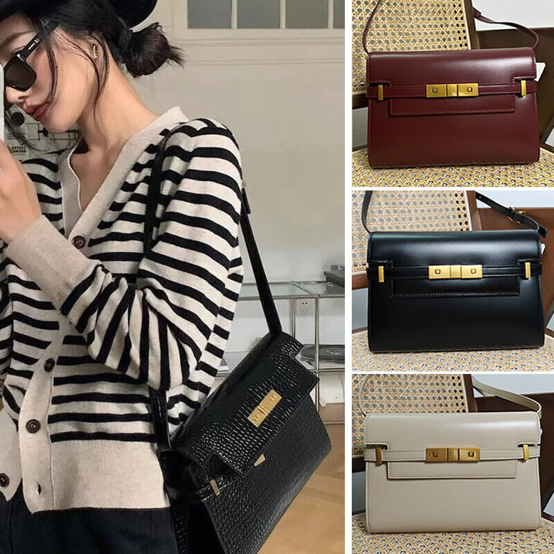 Real Leather Flap Small Purse Briefcase Handbag Shoulder Bag Clutch Fashion