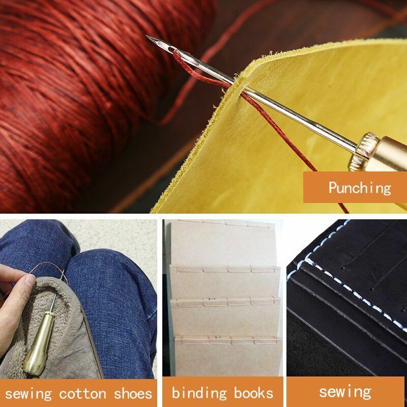4Pcs/Set Canvas Leather Sewing Awls Taper Craft Needle Kits Hand Stitching Tools