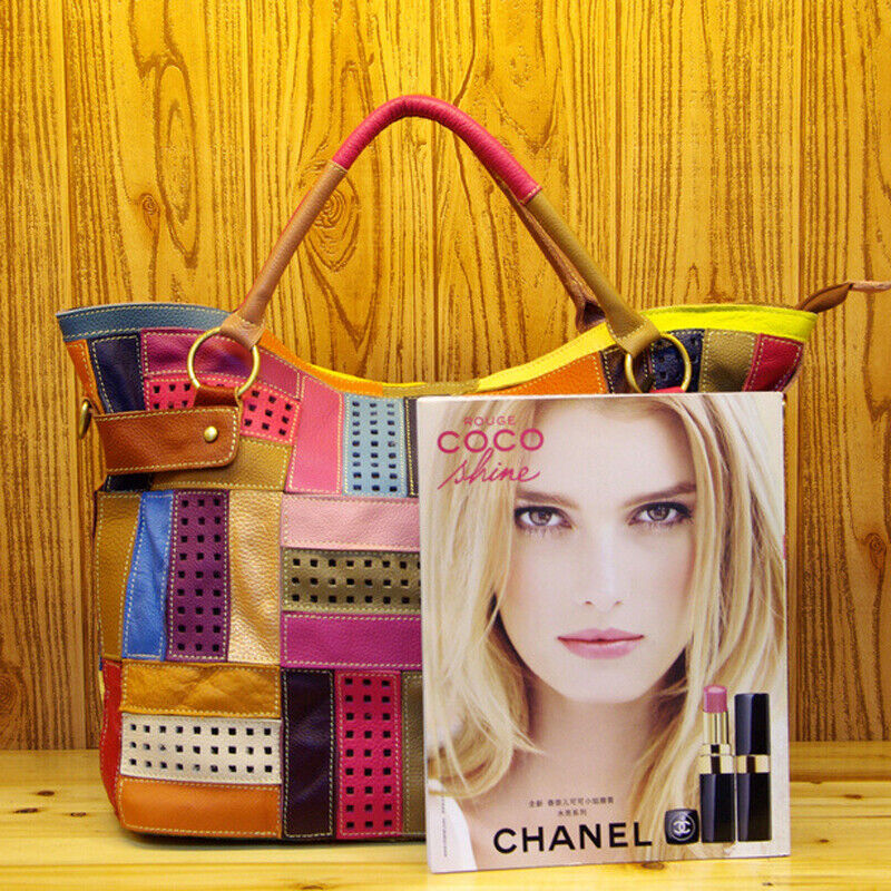 Designer Women'S Genuine Leather Multi-color Handbag Satchel Tote Shoulder Bags