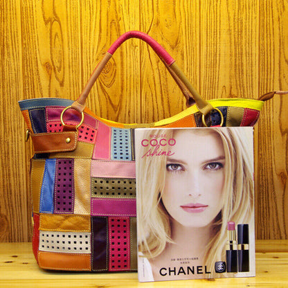 Designer Women'S Genuine Leather Multi-color Handbag Satchel Tote Shoulder Bags