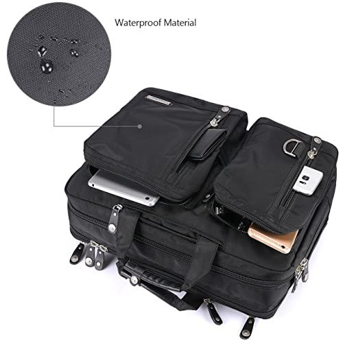 FreeBiz Laptop Backpack Messenger Bag-Hybrid Briefcase Bag Rucksack Black