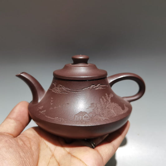 Chinese Yixing Zisha Clay Handmade Exquisite Teapot（紫云炉壶 低款：周斌）