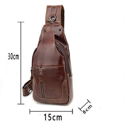 100% Genuine Leather Men's Cross Body Bag Shoulder Bag Sling Backpack for Hiking