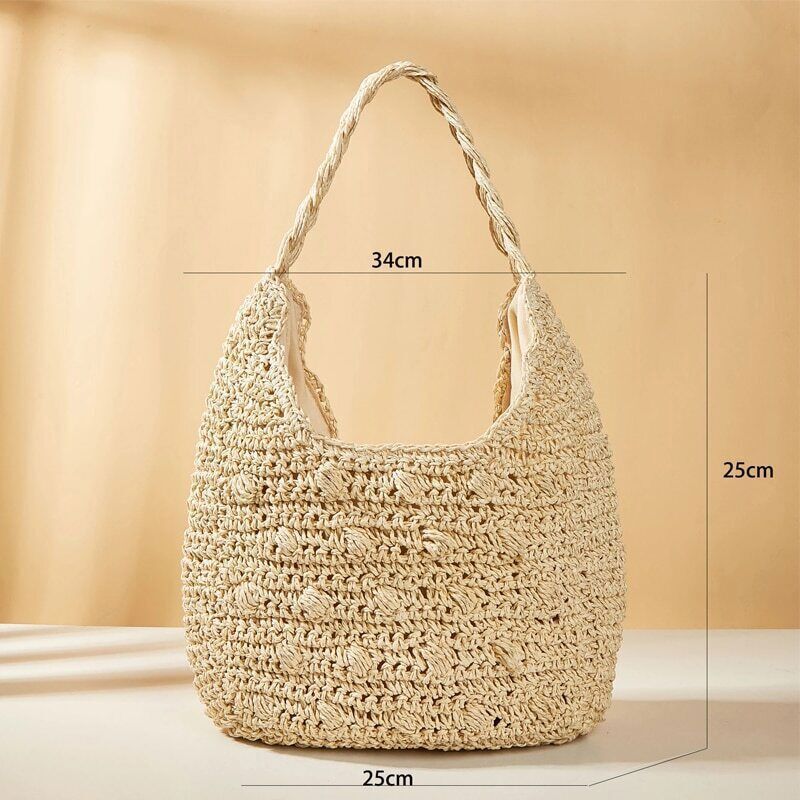 Straw Women Shoulder Bags Paper Woven Female Handbags Summer Beach Straw Bags
