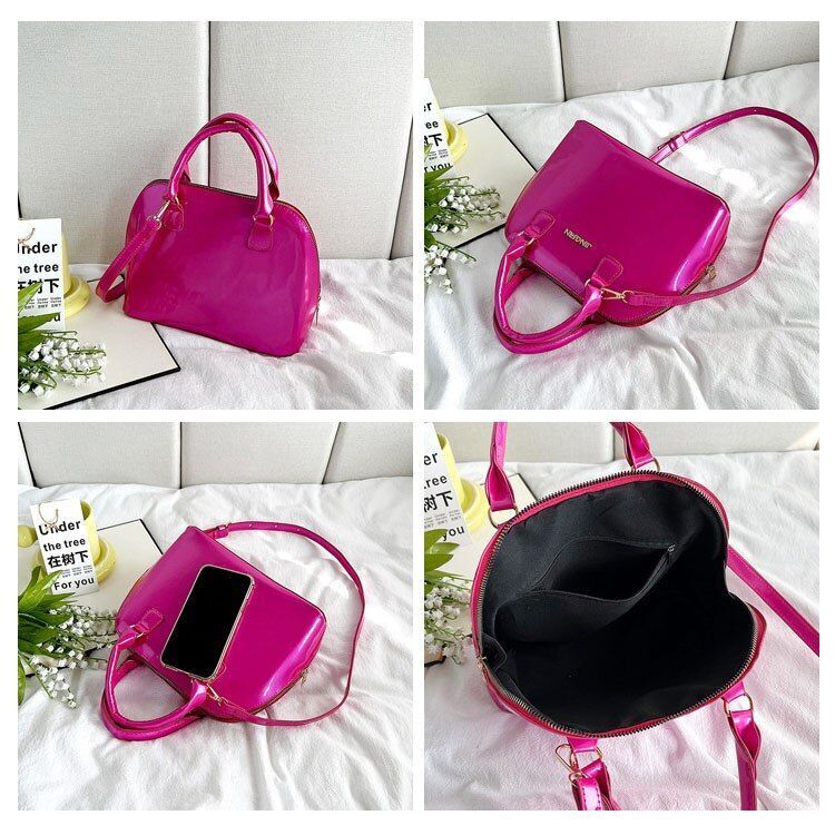 Synthetic Leather Large Shell Handle Purse Handbags Crossbody Pouch Handbag Zipp