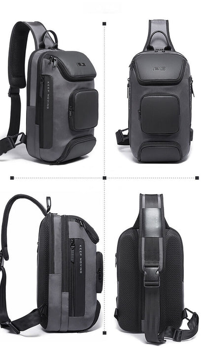 Charging Port Water Resistant Chest Pack Sling Bag Crossbody Backpack Business