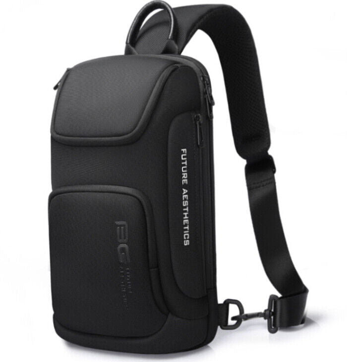 BANGE Men's USB Oxford Crossbody Bag Waterproof Shoulder Sling Backpack Daypack
