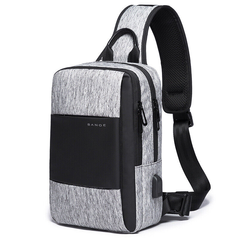Fashion Men's Sling Backpack Oxford cloth Waterproof Crossbody Bag With USB Port