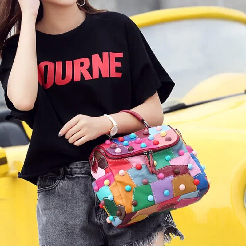 Women's Message Bag Girls Patchwork Street Travel Shoulder Bags