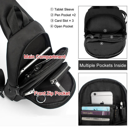 Water Resistant Sling Backpack Rucksack Chest Pack Single Strap Daypack Bag