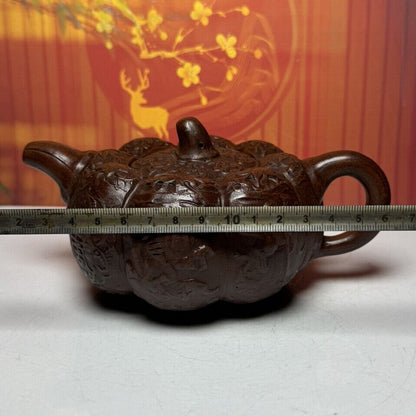 Vintage China Yixing Purple Clay Teapot Zisha Ceramic Pumpkin Teaware Household
