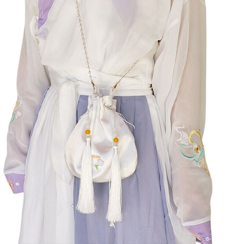 Embroidered Tassel Chinese Hanfu Bag Drawstring Wallet Handbag Silk Change Purse