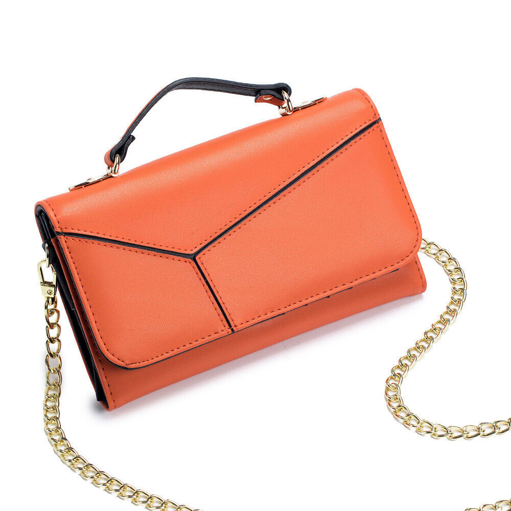 Cow Leather Women's Chain Shoulder Bag, Simple Handbags, Clutch Purse Wallets