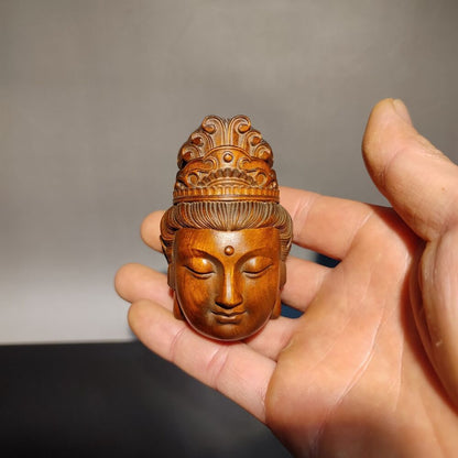 wooden statue carvings home decor Boxwood Kwan-yin sculpture Wood mini carved