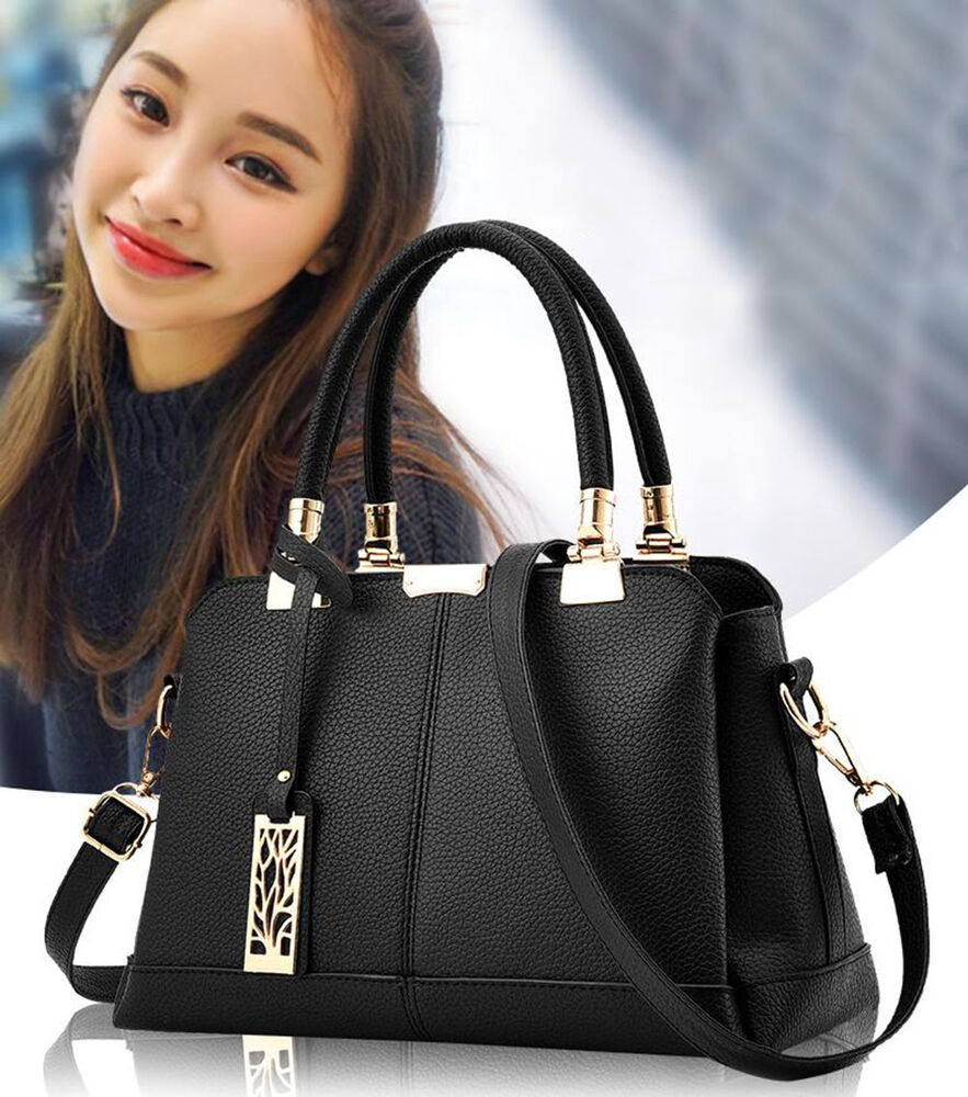 Women's Ladies PU Leather Satchel Handbag Shoulder Tote Messenger Crossbody Bag