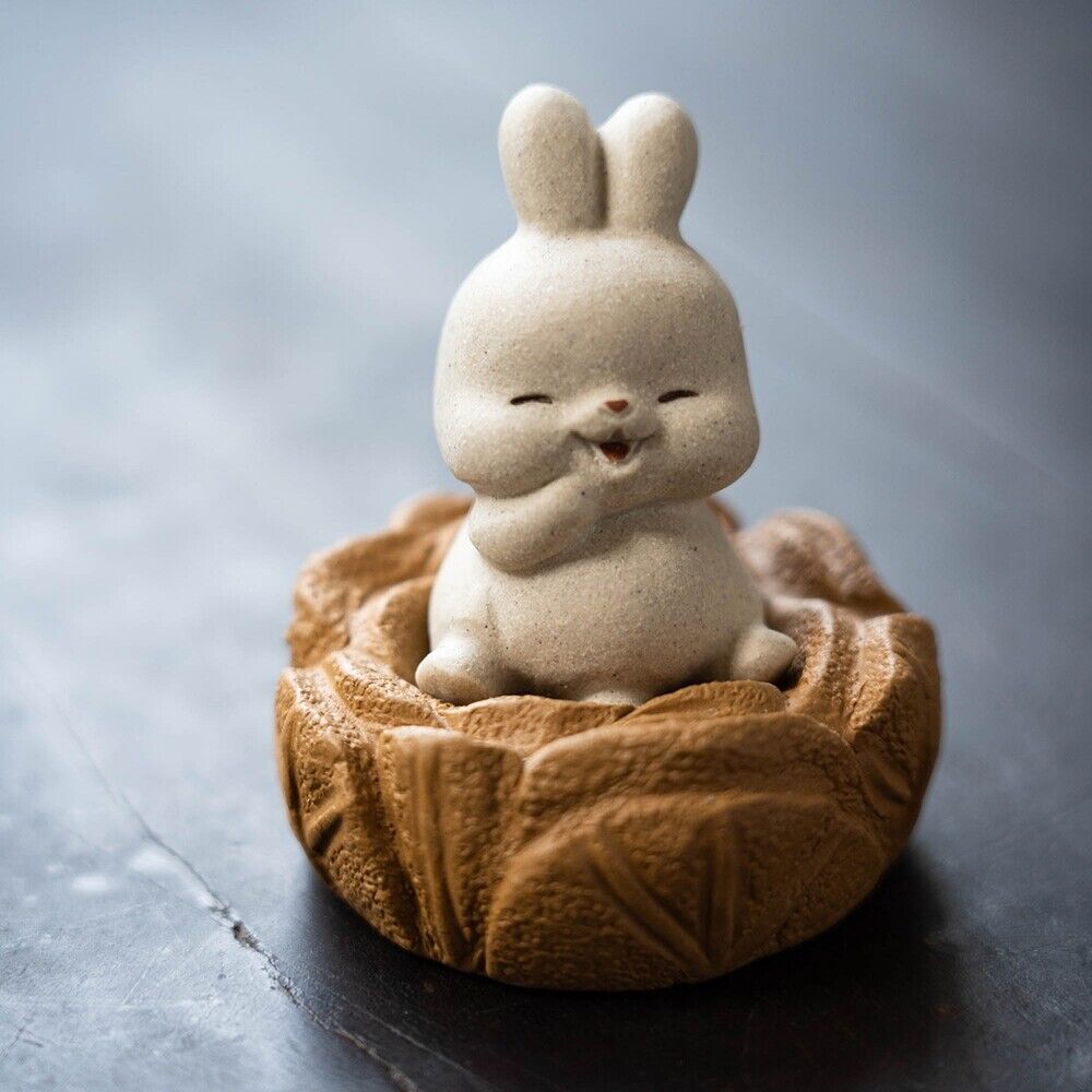 lovely rabbit statue small size creative yixing zisha clay tea pet ornament new