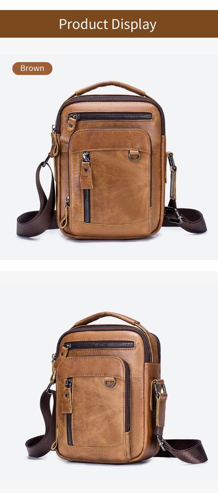 100% Genuine Leather Men's Crossbody Bag Shoulder Bag Messenger Bag Classic