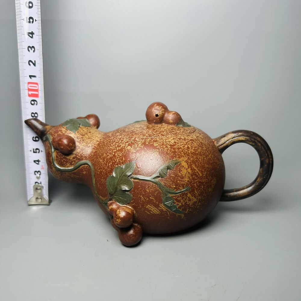 Vintage Chinese Yixing Purple Clay Teapot Zisha Ceremony Ceramic Gourd Teaware