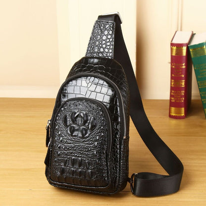 Cow Leather Sling Backpack Designer Crocodile Chest Crossbody Bag Hiking Daypack