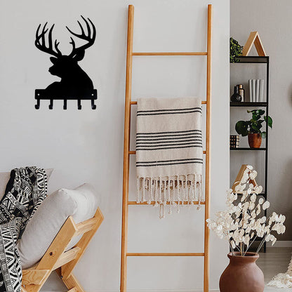 Buck Head Deer Key Rack Hanger - 6 inch Wide/9 inch Wide Metal Wall Art