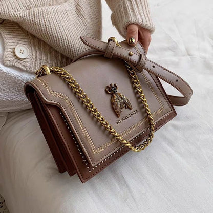 Ladies Chain Handbag Cartoon Decorative Shoulder Bag Leather Tote Bags Crossbody