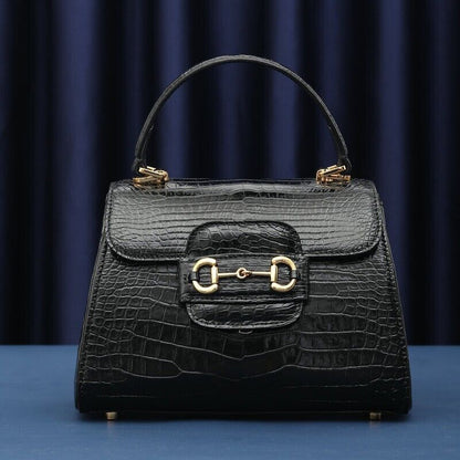 Black Alligator Crocodile Belly Skin Handbag, New Women's Chain Bag Shouler Bag