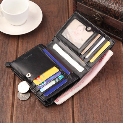 CarrKen Men's Leather Bifold Wallet Slim Business ID Card Pocket Holder Zipper