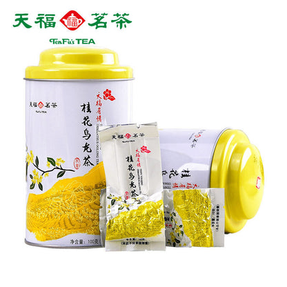 天福茗茶 桂花乌龙茶100g/罐 Chinese Tea Osmanthus Oolong Tea乌龙茶茶叶浓香桂花花茶 烏龍茶華人功夫茶scented Tea