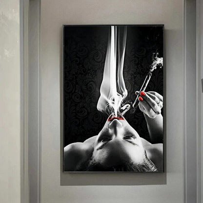 Abstract Sexy Woman Smoking Art Canvas Painting Wall Art Poster Prints Art Decor