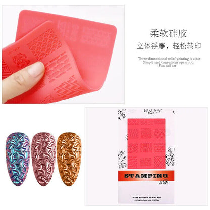 Nail Art Tool Silicone Stamping Plates 3D Template Manicure Design Printing Mold