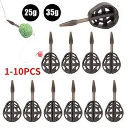 25/35g Inline Method Feeder Mold Bait Thrower Bait Plumb Set Zinc Alloy Carp Kit