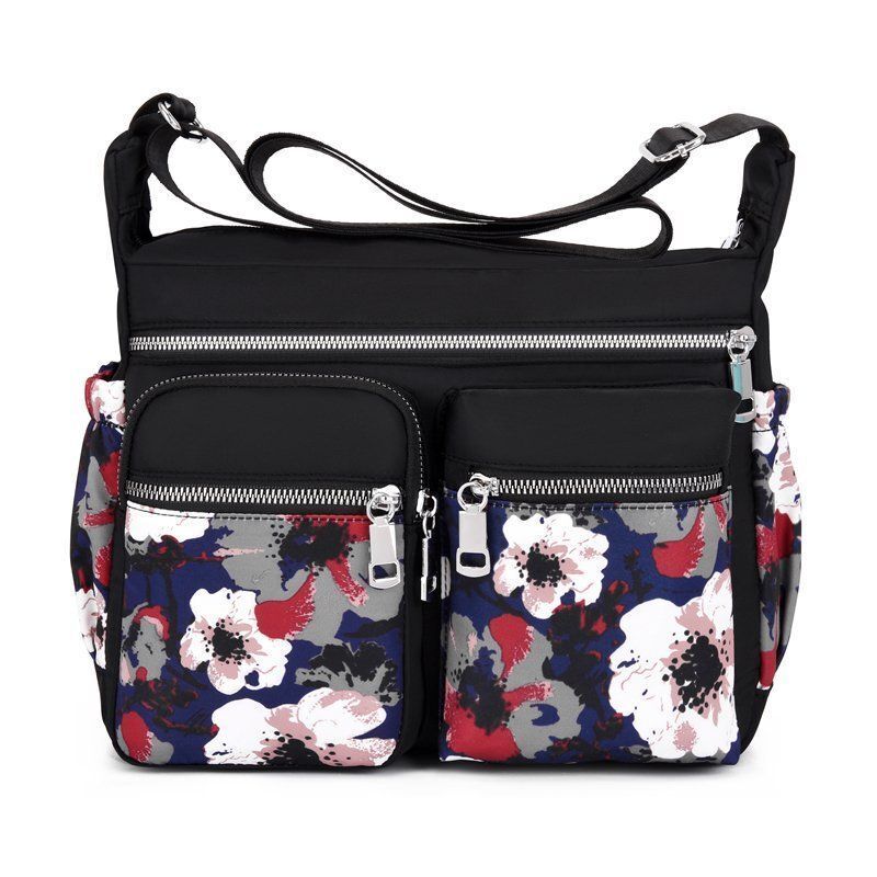Crossbody Bag Waterproof Nylon Flower Shoulder Messenger Casual Ladies Handbag