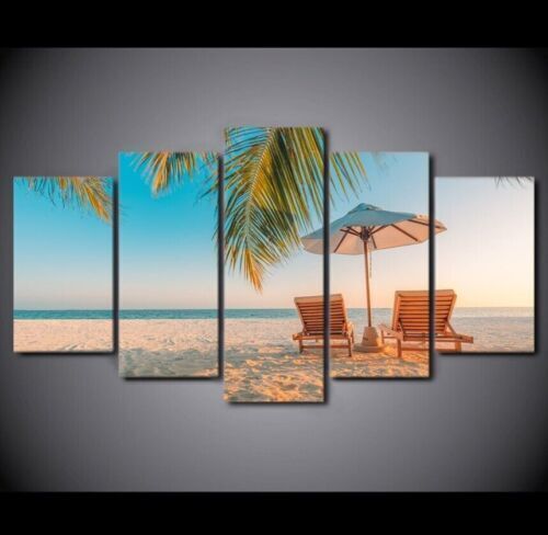 5Pcs Wall Art Canvas Painting Picture Home Decor Modern Abstract Beach Rest Area