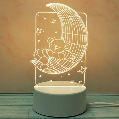 3D LED Night Light USB Chrome Small Table Lamp Hearts Novel Illusion Lamp Girl