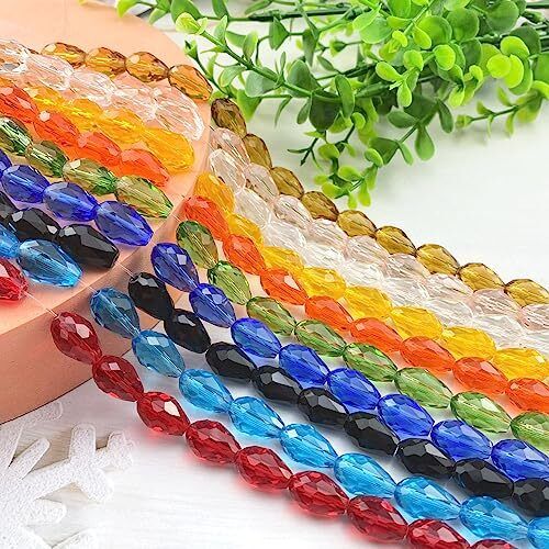 100pcs 6x8mm Crystal Glass Teardrop Beads Faceted Vertical Hole 6x8mm, Red