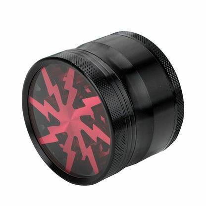 Tobacco Grinder Red 63MM 4-layer Aluminum Alloy Smoking Herb Cutter Transparent