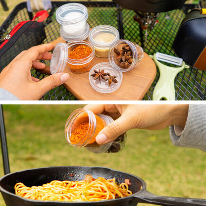 Camping Travel Spice Container Bag W/ 5 Clear Seasoning Bottles Spice Holder Set