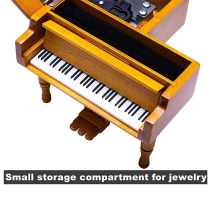 Piano Music Box Round Stool Jewelry Storage Christmas Birthday Tone 5.9x4.9x3.7"
