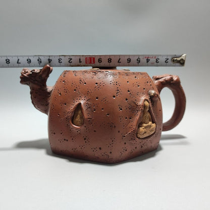 Vintage Chinese Yixing Purple Clay Teapot Zisha Ceremony Carving Collectible Art