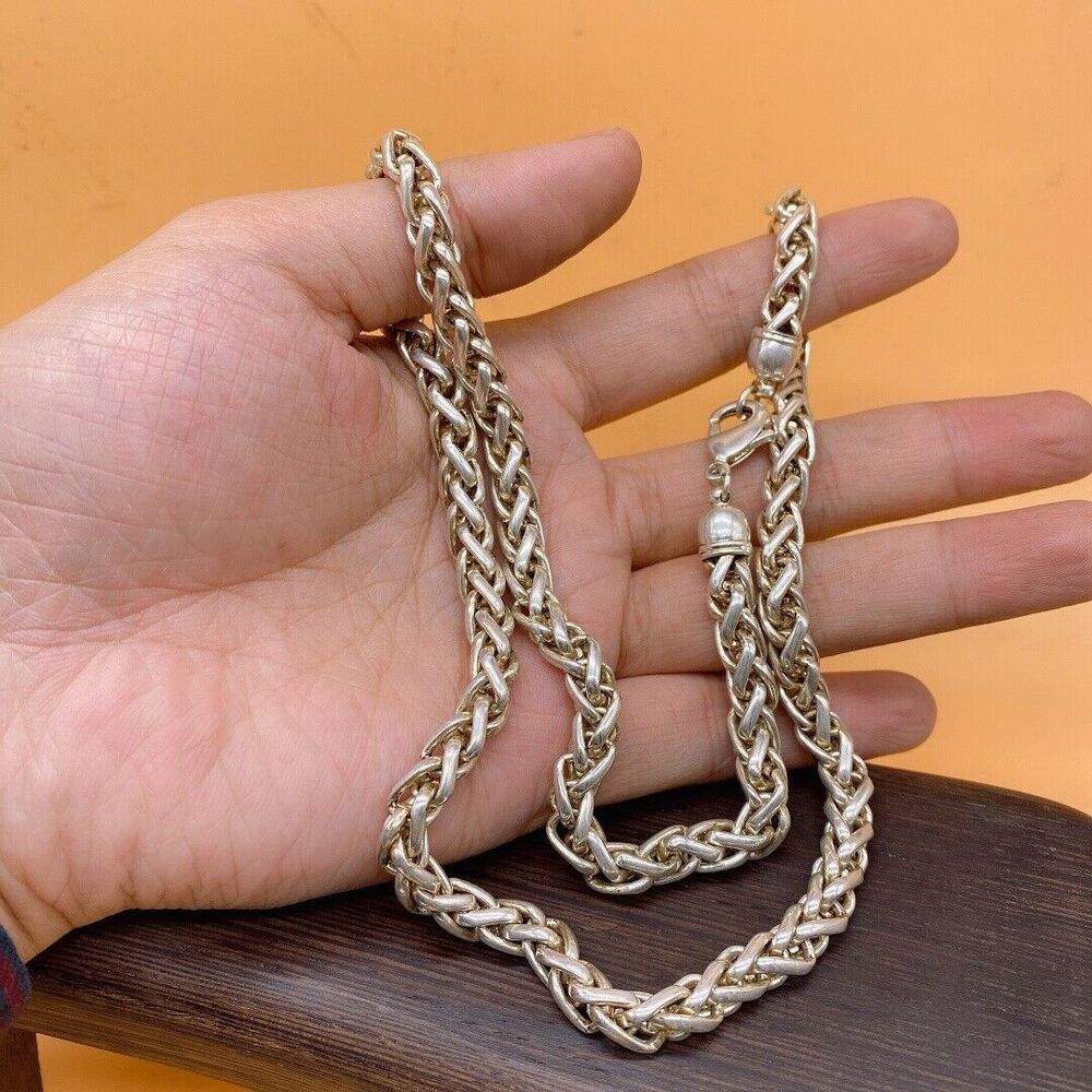 old tibet miao silver hand carving skull Statue necklace noble gift