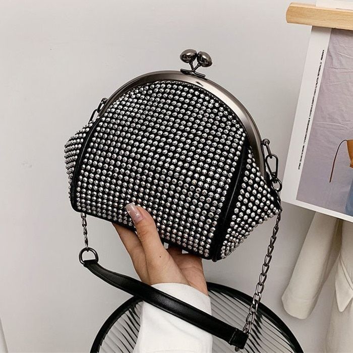 Shell Purse 19*22*13*6cm Crossbody Bag Small Kiss Lock Handbag Synthetic Leather