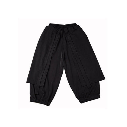 Men Japanese Loose Wide Leg Pants Drawstring Kimono Samurai Baggy Trousers Skirt