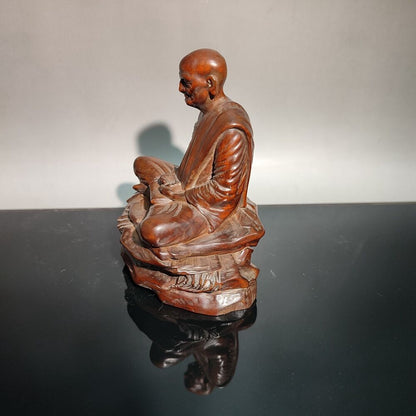 vintage wooden buddha zen chinese antique carvings wood carved boxwood Figurines
